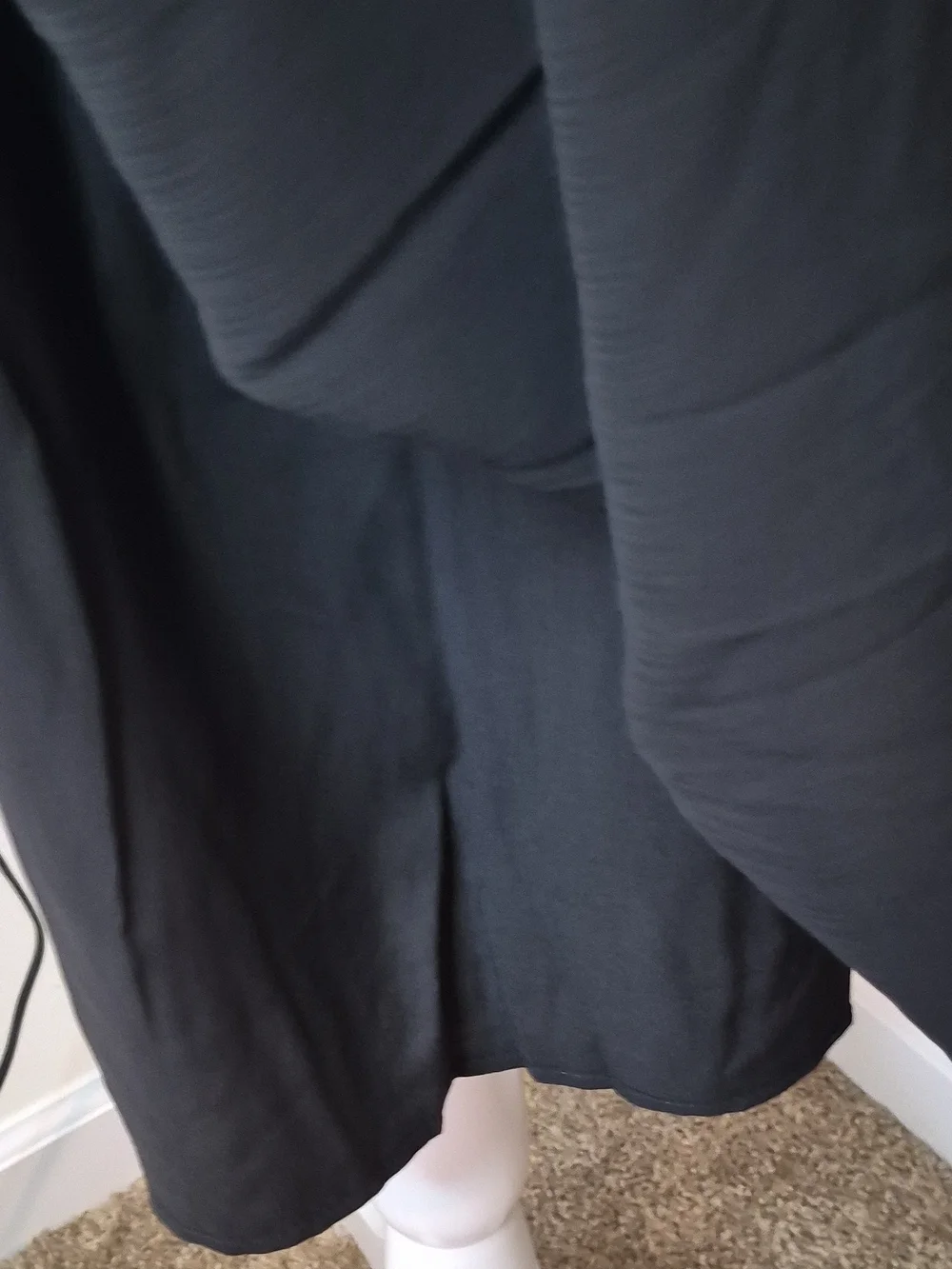 Black Long-Sleeve Tiered Maxi Dress with Tie Neck